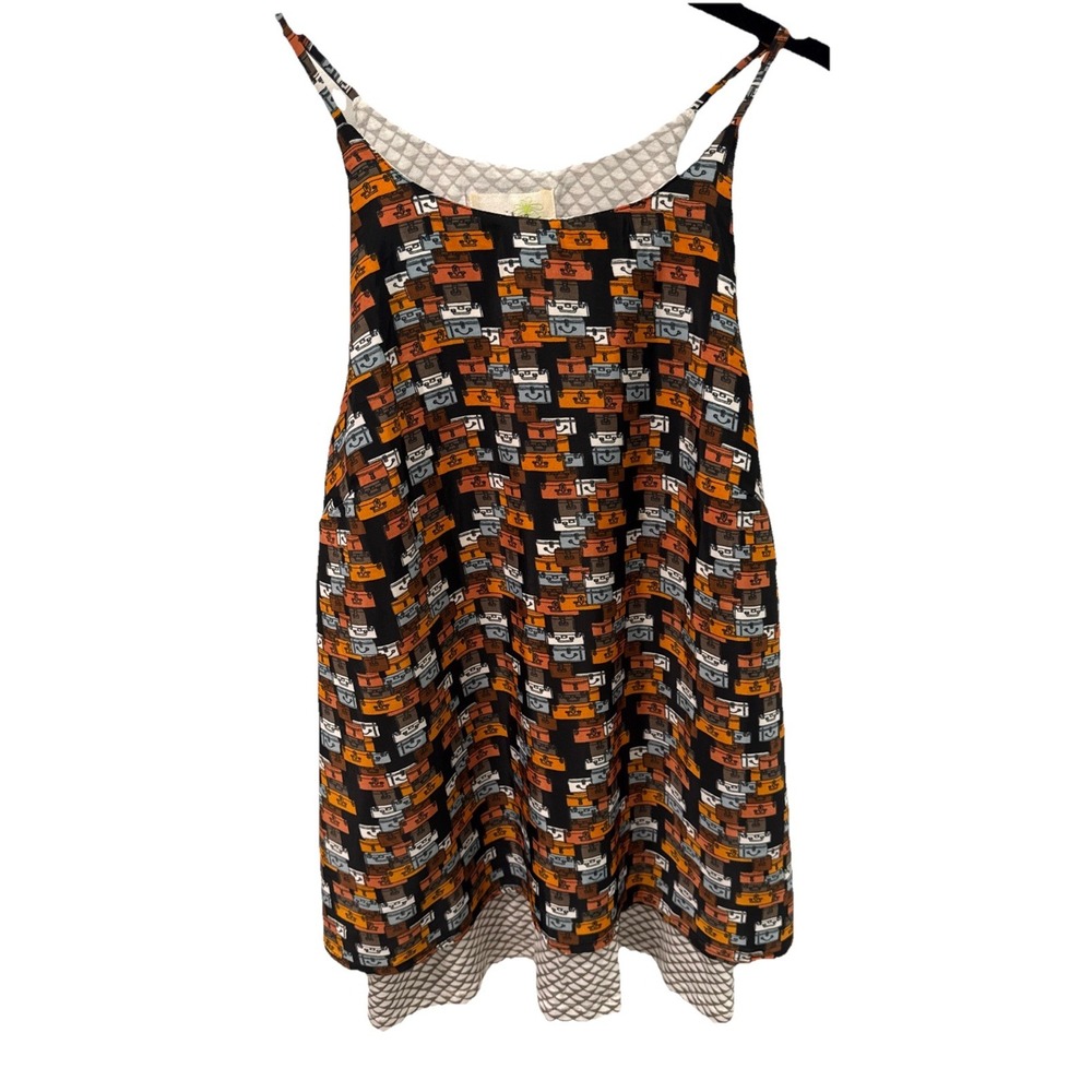 Anthropologie Porridge Tank Top – Retro Travel Trunks Print, Women's Size Small.